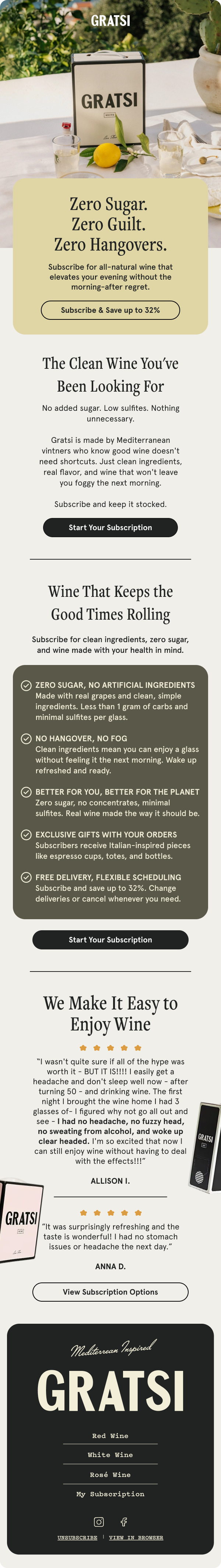 Health-Conscious Professional email variant: Zero Sugar. Zero Guilt. Zero Hangovers.